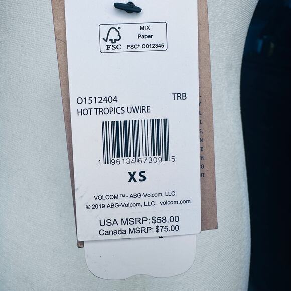 Volcom Hot Tropics Underwire Bikini Top XS Floral True Blue Swimwear‎ NWT - Picture 8 of 8